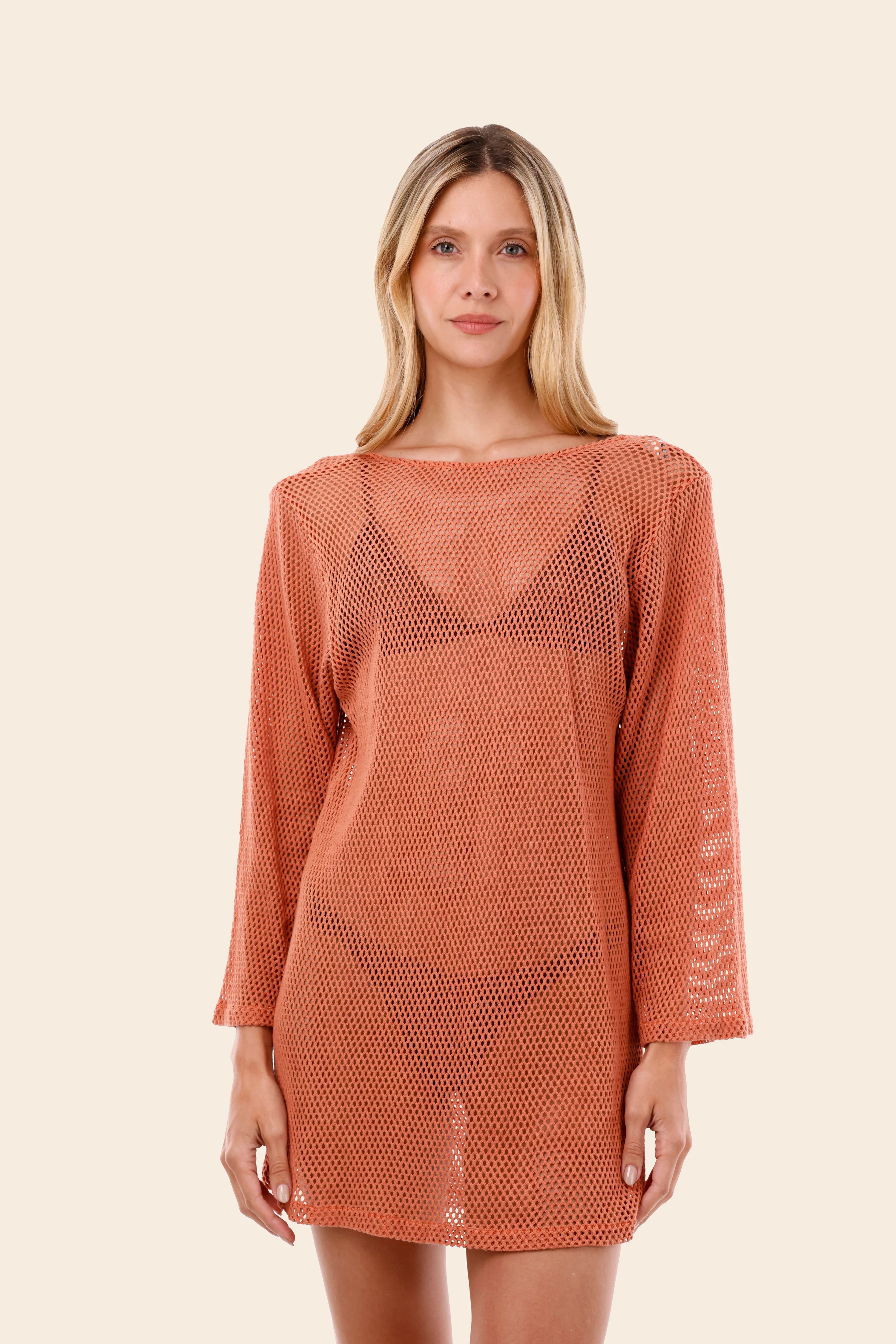 Salmon Mesh Malla Apogeo Dress - Image 3