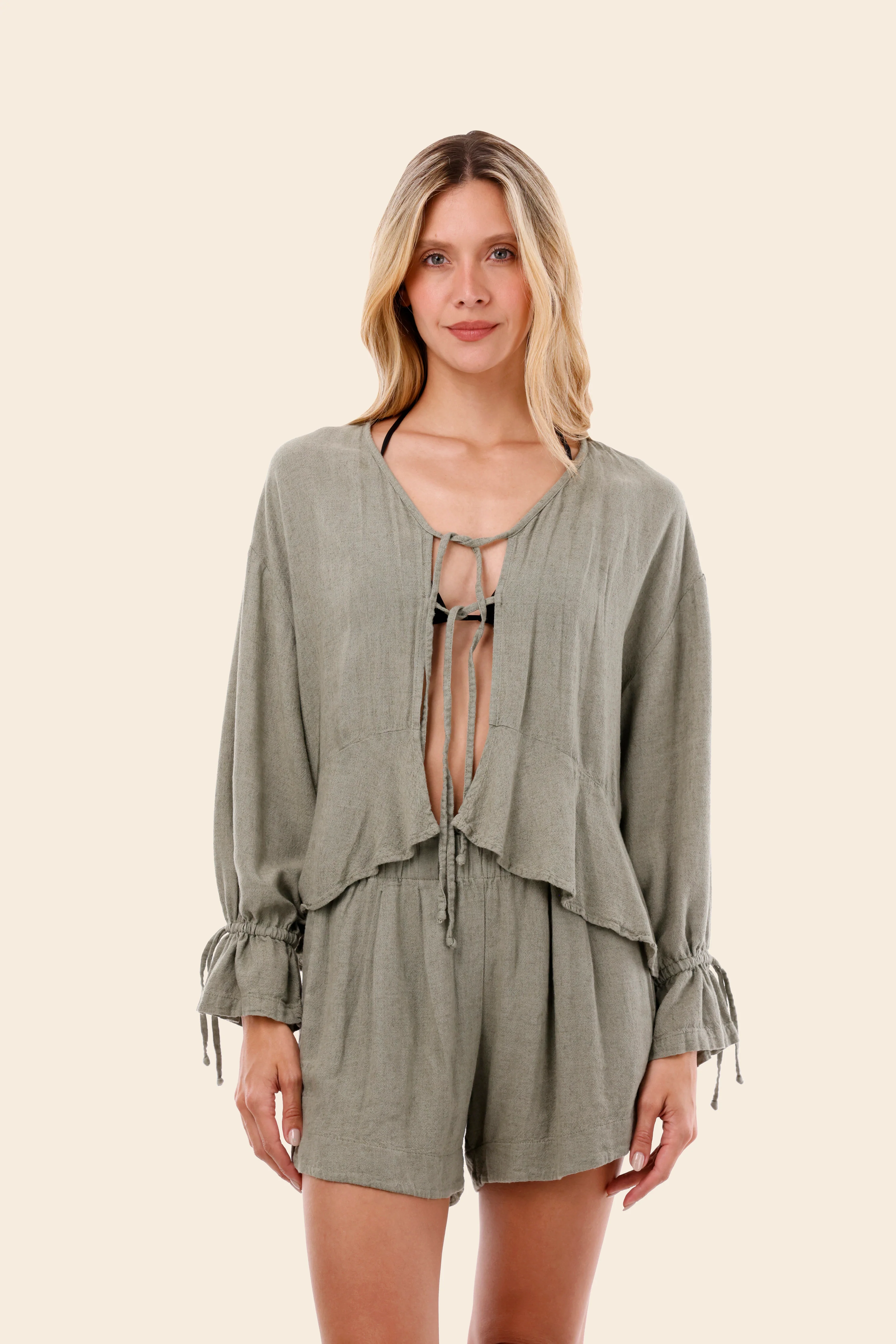 Serenity Green Linen Vento Short - Image 3